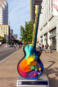 A solar-powered guitar sculpture in downtown Austin. Stay crazy, Austin. It makes sense.