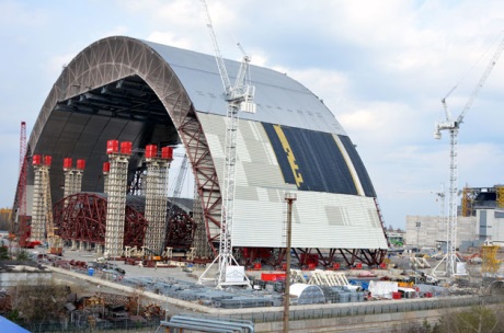 One half of the new "Safe Confinement" at Chernobyl.