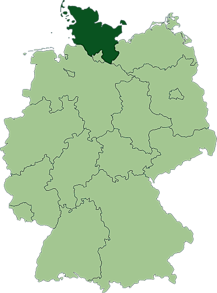 Germany: Schleswig-Holstein is the state in dark green.