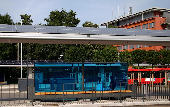 A solar-powered railway station in Emmendingen, Germany. Another type of rooftop space eminently suited for solar power.