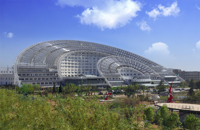 Modern design and technology in action: a solar-powered hotel in Korea.